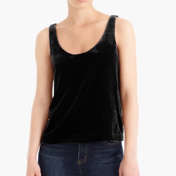 NWT J Crew Black Velvet Tank Top Size 6 - Picture 1 of 7